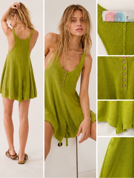 Free People Other - Free People FP Beach Knit Romper Cover-Up in Olive